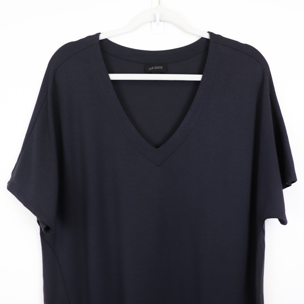 J. Jill Wearever Double-Face Jersey Dolman-Sleeve Dress Licorice Dark Grey XL - Picture 4 of 9